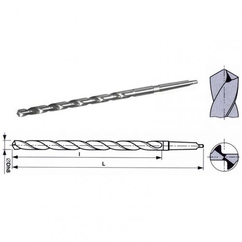 Vrták 08,00 250/140mm HSS kuželový extra dlouhý