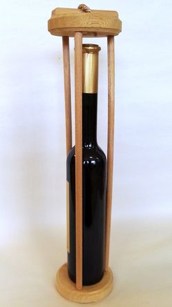 Dřevěný obal na láhev kulatý širší